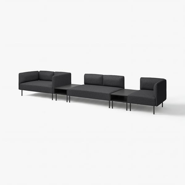 LILLEHEM 릴레헴 5인용모듈소파+보조테이블, 군나레드/다크그레이 메탈