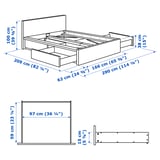 MALM 말름 높은침대프레임+수납상자4, 화이트, 150x200 cm