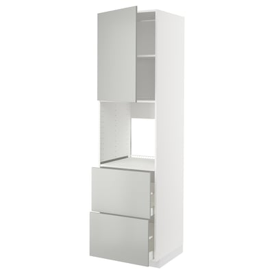 METOD 메토드 / MAXIMERA 막시메라 오븐키큰장+도어/앞판2/서랍H2, 화이트/하브스토르프 라이트그레이, 60x60x220 cm