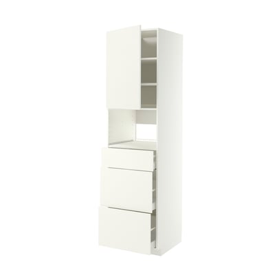 METOD 메토드 / MAXIMERA 막시메라 빌트인 가전제품용 키큰수납장, 화이트/발스테나 화이트, 60x60x220 cm
