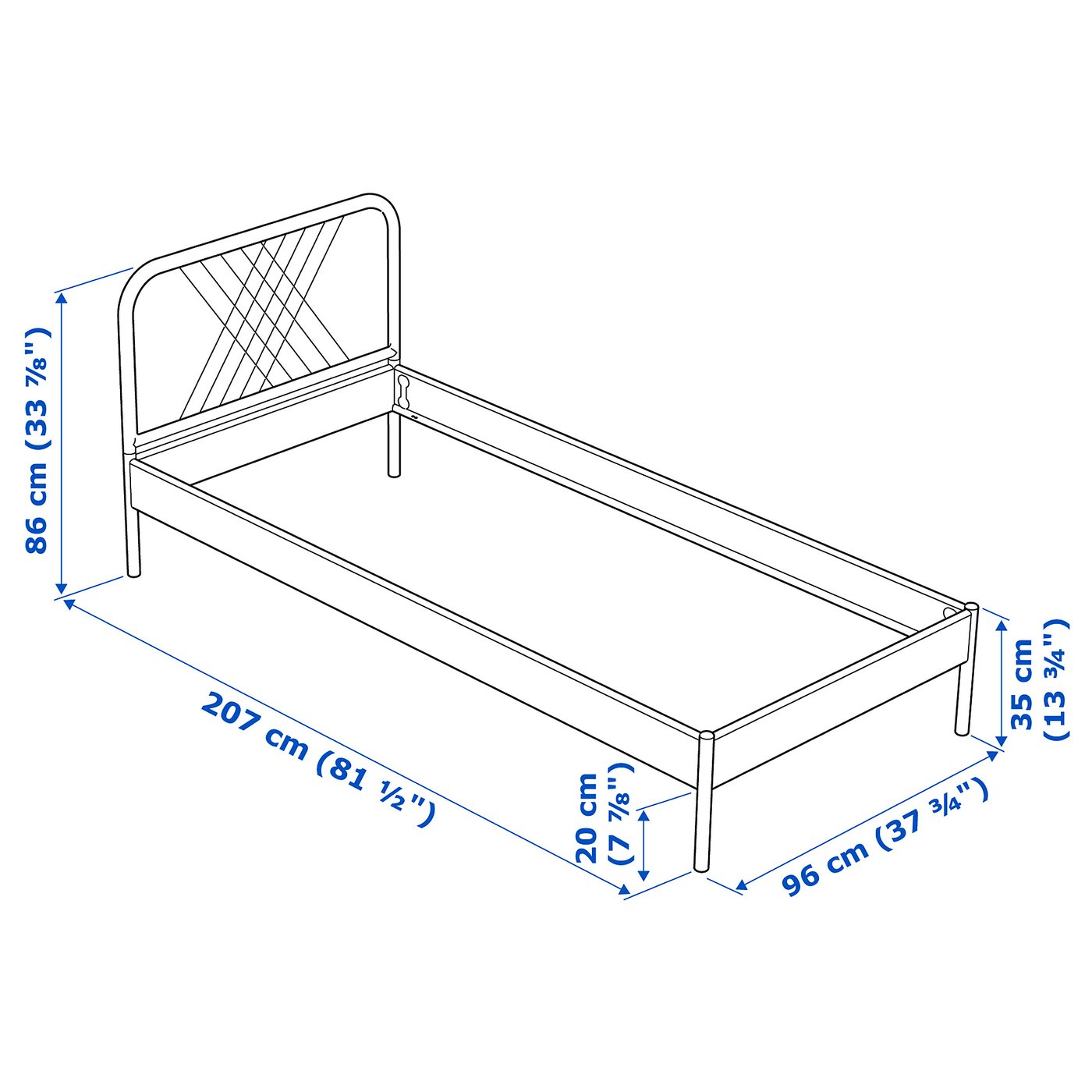 NESTTUN 네스툰 침대프레임, 화이트/루뢰위, 90x200 cm - IKEA