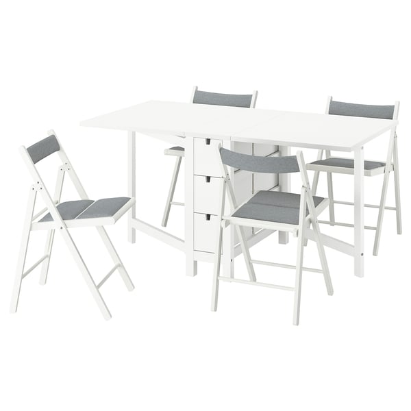 NORDEN 노르덴 / FRÖSVI 프뢰스비 테이블+의자4, 화이트/크니사 라이트그레이, 26/89/152 cm