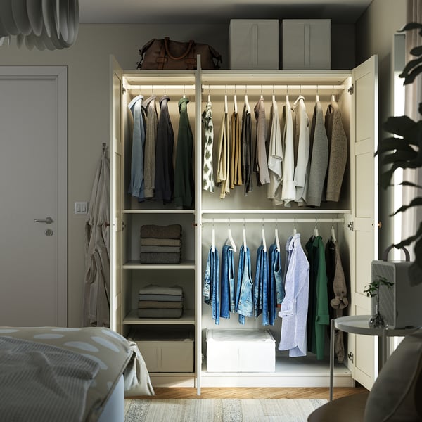 PAX 팍스 / BERGSBO 베리스보 옷장콤비네이션, 화이트/화이트, 150x60x201 cm