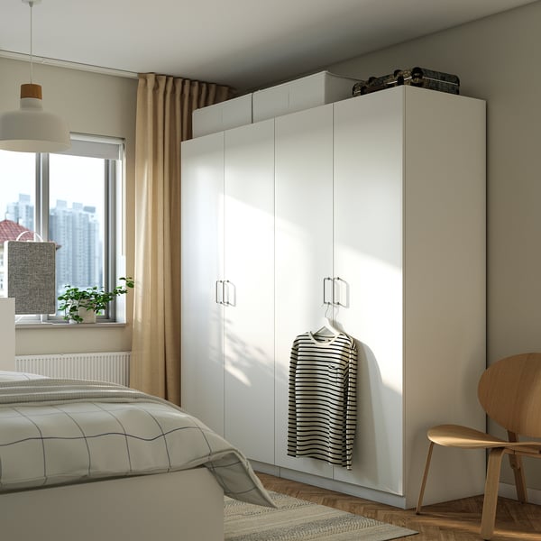 PAX 팍스 / FORSAND 포르산드 옷장, 화이트/화이트, 200x60x201 cm