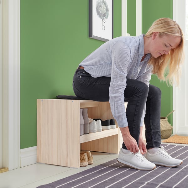 RAGGBERG 라그베리 신발 수납형 벤치, 소나무, 60x35x45 cm