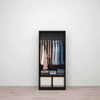 RAKKESTAD 라케스타드 옷장+도어2, 블랙브라운, 79x176 cm