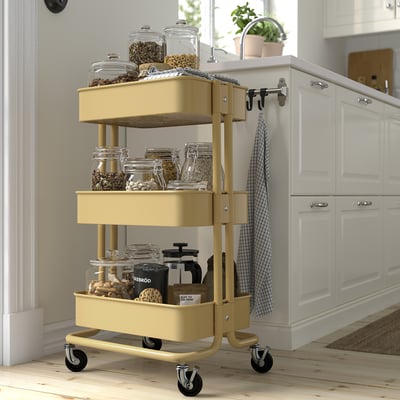 RÅSKOG 로스코그 카트, 베이지-옐로, 35x45x77 cm