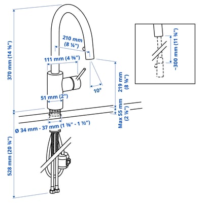 SALLSJÖN 살셴 주방코브라수전, 스테인리스스틸색