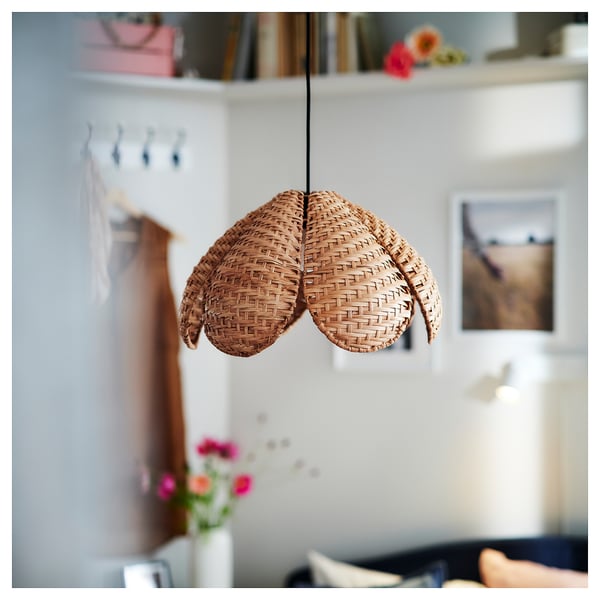 SANDKORN 산드코른 / HAVSDJUP 하브스디우프 펜던트등, 핸드메이드 라탄/블랙, 45 cm