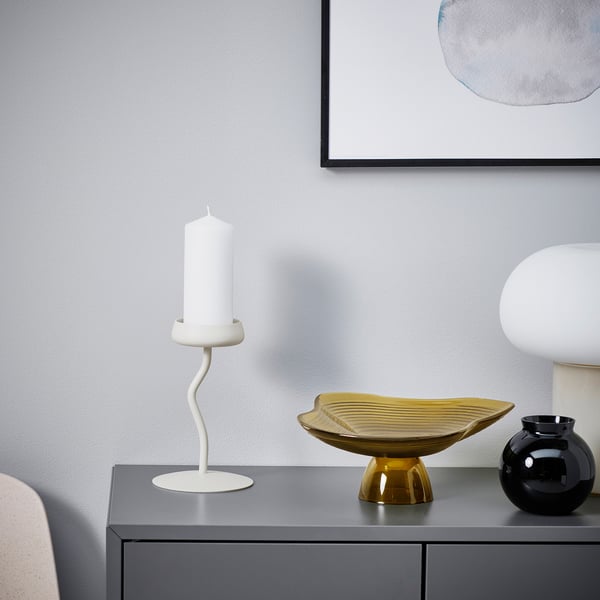 SILVERPÄRON 실베르페론 기둥모양 양초홀더, 화이트, 20 cm