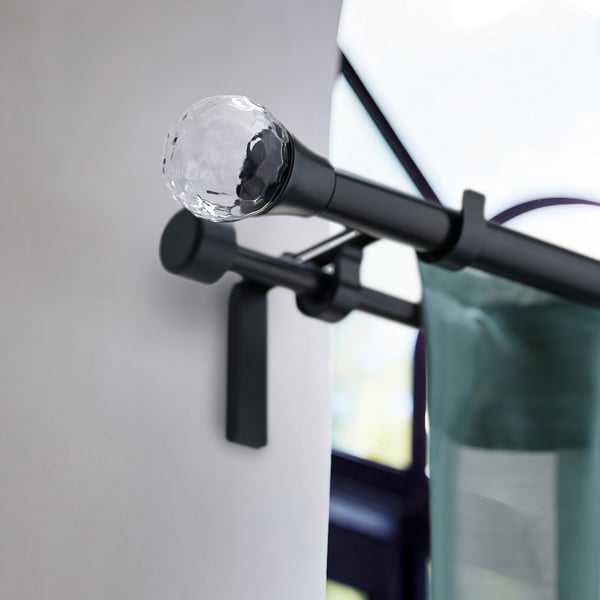 SOLBLOMMOSSA 솔블롬모사 커튼봉끝장식1쌍, 블랙/유리