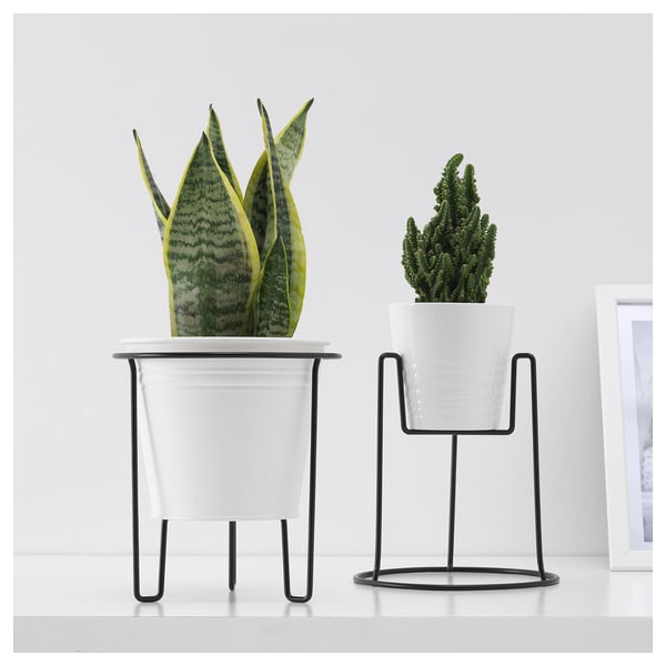SVARTPEPPAR 스바르트페파르 화분스탠드, 실내외겸용 블랙, 21 cm