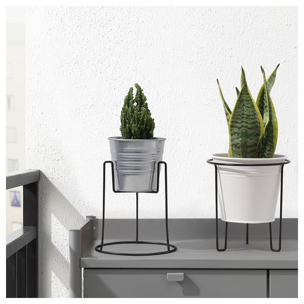 SVARTPEPPAR 스바르트페파르 화분스탠드, 실내외겸용 블랙, 21 cm