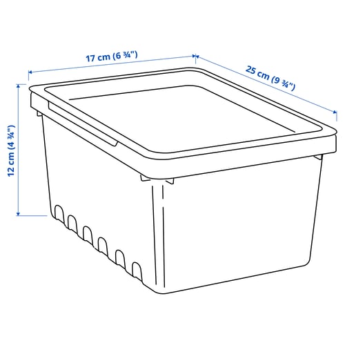 UPPSNOFSAD 웁스노프사드 수납상자+뚜껑, 블랙, 25x17x12 cm/3.5 l