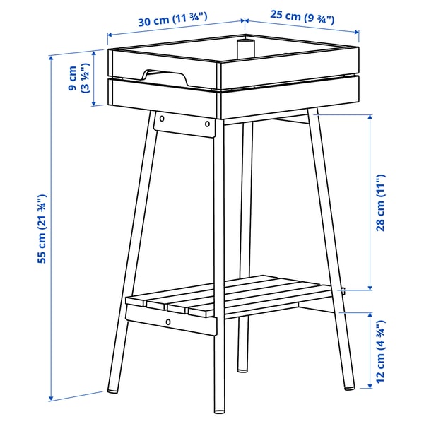 VANILJSTÅNG 바닐리스통 화분스탠드, 소나무/블랙, 55 cm