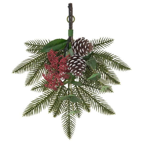 VINTERFINT 빈테르핀트 조화부케, 실내외겸용/소나무 콘, 35 cm