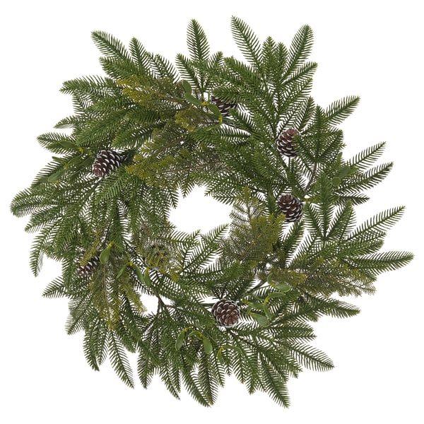 VINTERFINT 빈테르핀트 조화리스, 실내외겸용/소나무 콘 그린, 60 cm