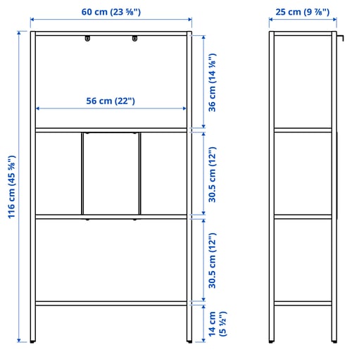 BAGGEBO وحدة أرفف, معدن/أبيض, 60x25x116 سم