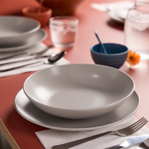 FÄRGKLAR صحن عميق, مطفي رمادي فاتح, 23 سم