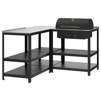 GRILLSKÄR شواية فحم مع جزيرة مطبخ, ستينلس ستيل/خارجي, ‎147x147 سم‏