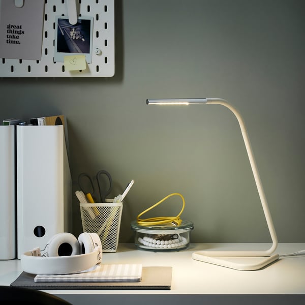 HÅRTE مصباح عمل LED, أبيض/لون-فضي