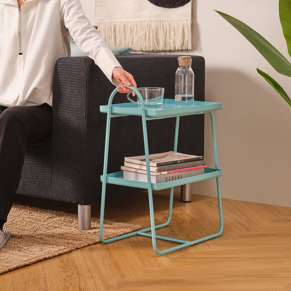 HATTÅSEN طاولة سرير جانبية/وحدة رف, أزرق-تركواز