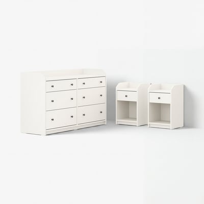 HAUGA أثاث غرفة نوم، طقم من 3, أبيض