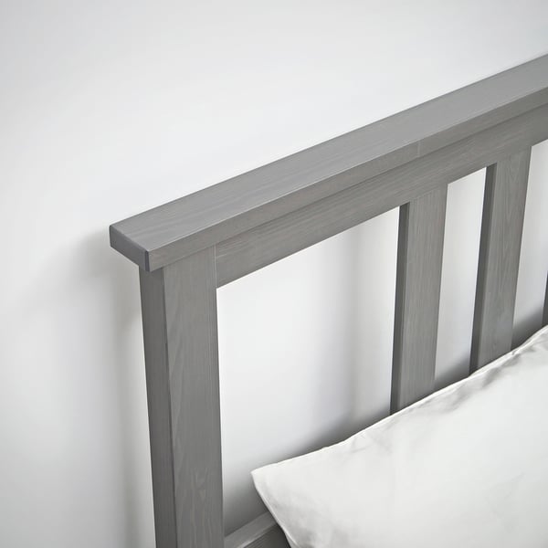 HEMNES هيكل سرير, رمادي مصبوغ/Lindbåden, 140x200 سم