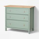 HEMNES خزانة بـ 3 أدراج, رمادي-أخضر/بني فاتح, ‎108x96 سم‏