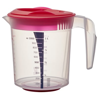INFRIA إبريق مع غطاء وعصارة, شفاف/كرزي, 1.0 ل