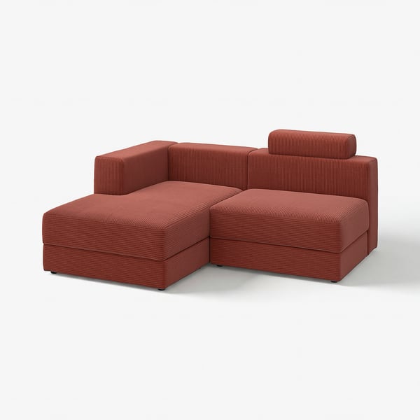JÄTTEBO وحدة كنب بمقعدين ونصف مع أريكة, أيسر مع مسند للرأس/Samsala بني-أحمر
