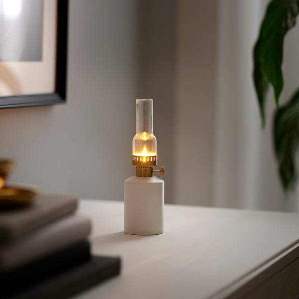 KNÖLTÅNG زينة طاولة LED, يعمل بالبطارية أبيض