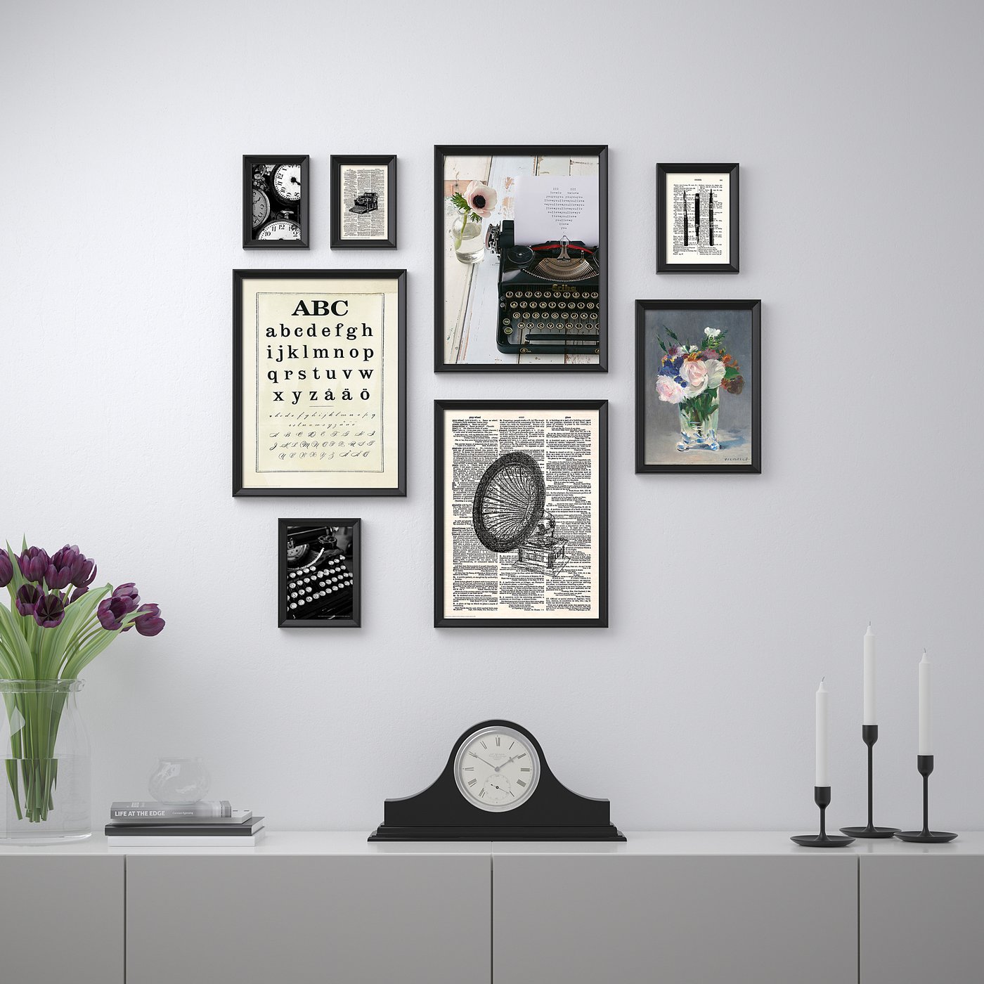 Knoppang إطار مع صورة طقم من 8 آلة كاتبة Ikea