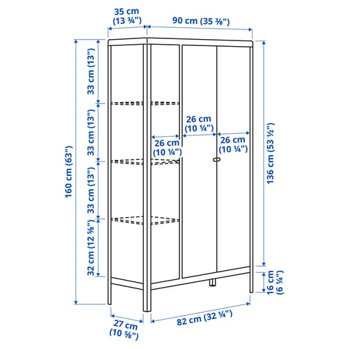 KOLBJÖRN خزانة داخلية/خارجية, بيج, 90x161 سم