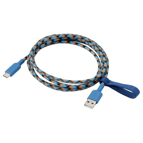 LILLHULT سلك USB-A إلى USB-C, أزرق/برتقالي, 1.5 م