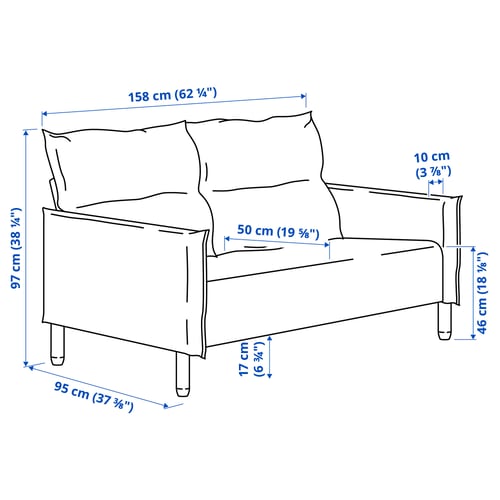 MANNARP كنبة بمقعدين, Saxemara أسود-أزرق