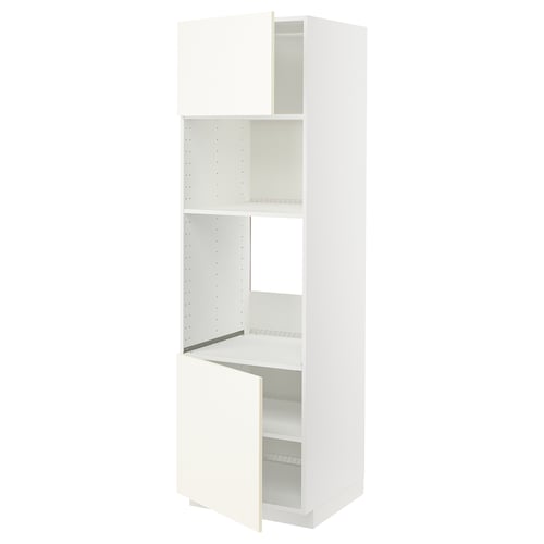 METOD خزانة مرتفعة F مزودة بأجهزة مدمجة, أبيض/Vallstena أبيض, 60x60x200 سم