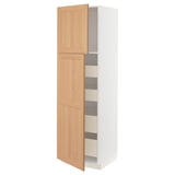 METOD / MAXIMERA خزانة عالية مع بابين/4 أدراج, أبيض/Vedhamn سنديان, ‎60x60x200 سم‏