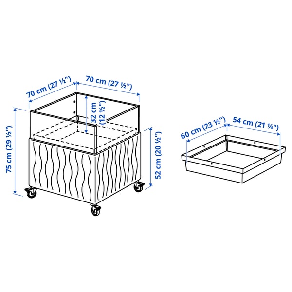MITTZON حوض نباتات بعجلات عازل للصوت, Gunnared بيج, 70x70x75 سم