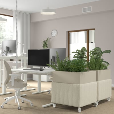 MITTZON حوض نباتات بعجلات عازل للصوت, Gunnared بيج, 70x70x75 سم