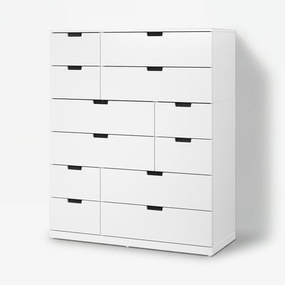 NORDLI خزانة مع 12 درج, أبيض, ‎120x145 سم‏