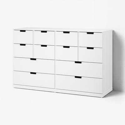 NORDLI خزانة مع 12 درج, أبيض, ‎160x99 سم‏