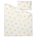 ÖGONLOCKSMAL طقم شرشف سرير لمهد 3 قطع, زهرة أبيض/أصفر, ‎60x120 سم‏