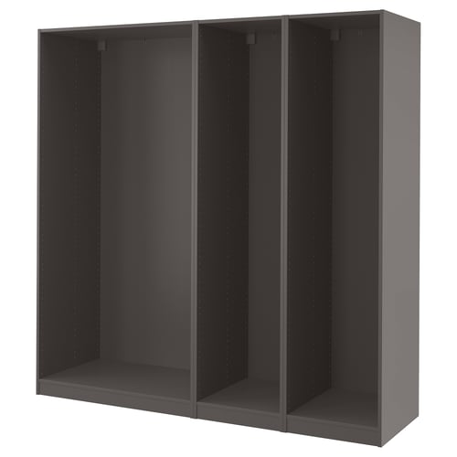 PAX 3 هياكل دولاب ملابس, رمادي غامق, 200x58x201 سم