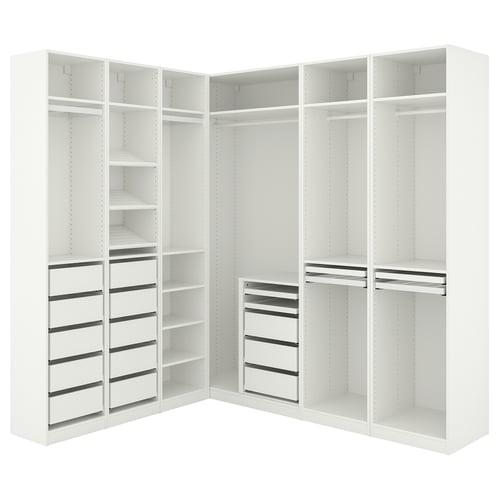 PAX دولاب ملابس زاوية, أبيض, 211/213x236 سم