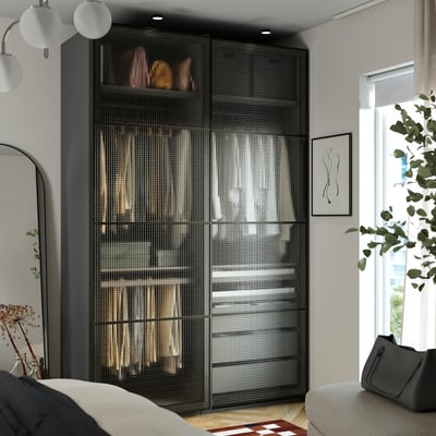 PAX / LUNDBRÄSMA دولاب ملابس مع أبواب سحّابة