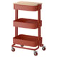 RÅSKOG / NORRÅVA عربة بغطاء, أحمر-بني, ‎35x45x77 سم‏