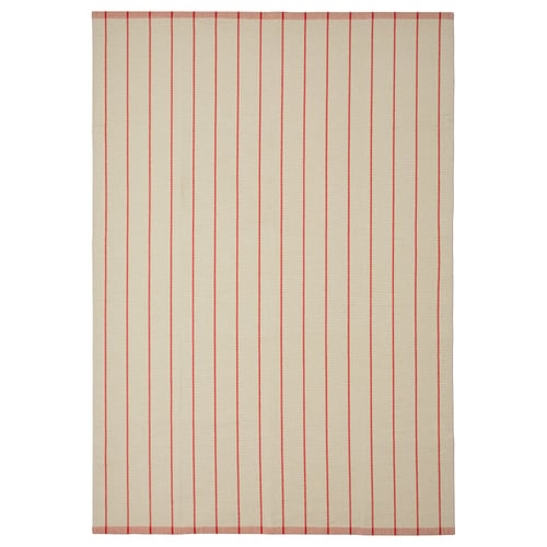 RIDSTIG سجادة، غزل مسطح, أبيض-عاجي/أحمر, 170x240 سم
