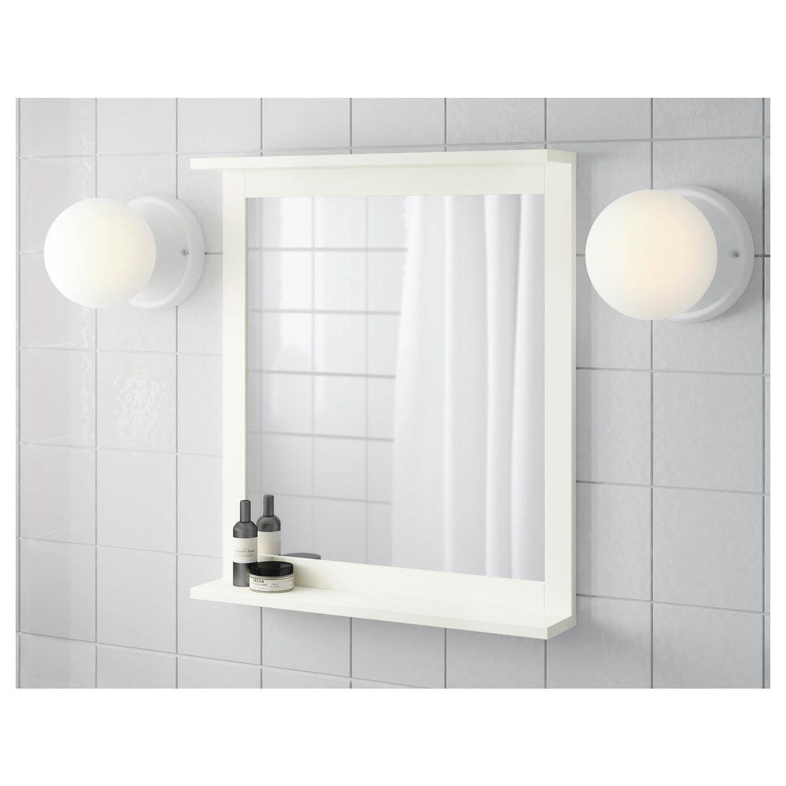 SILVERÅN مرآة مع رف أبيض IKEA