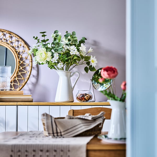 SMYCKA زهور صناعية, داخلي/خارجي/أبيض, 60 سم